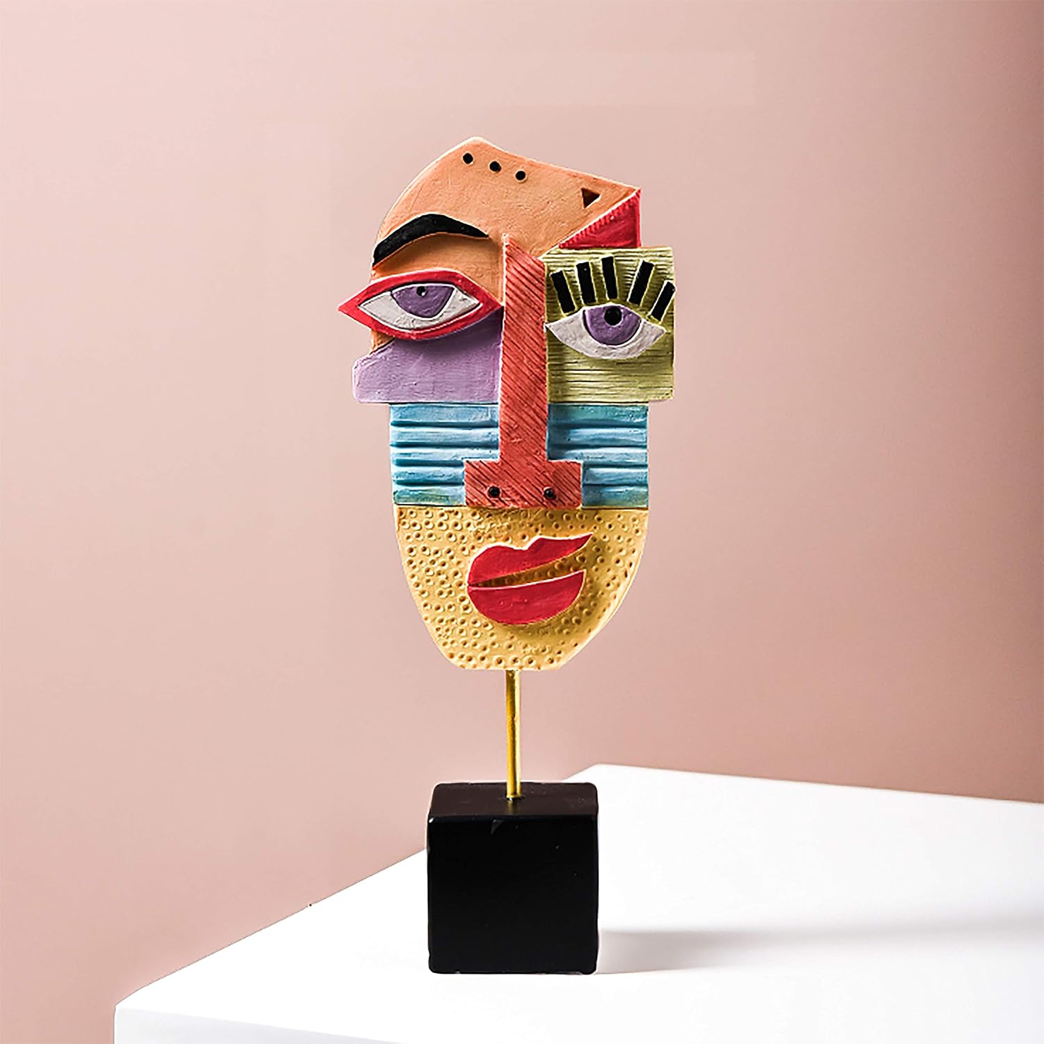 Modern Abstract Face Decor, Resin, Multi-coloured