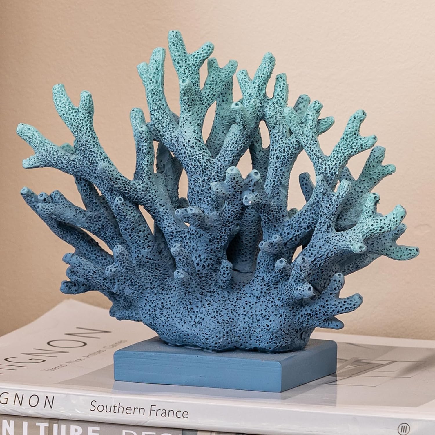 Blue Resin Coral Sculpture, 5.8 inch decor