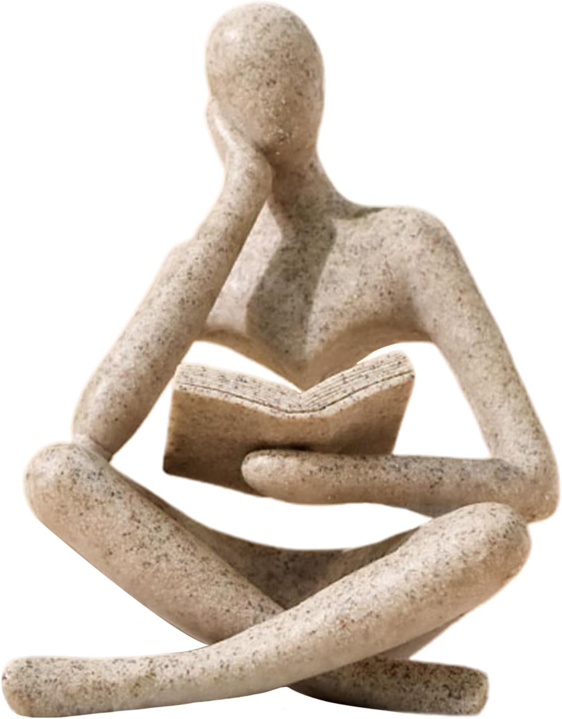 Meditating Reader Statue, Resin, Sandstone Finish