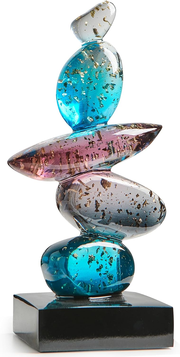 Abstract Stacked Stone Sculpture, Clear Resin 2