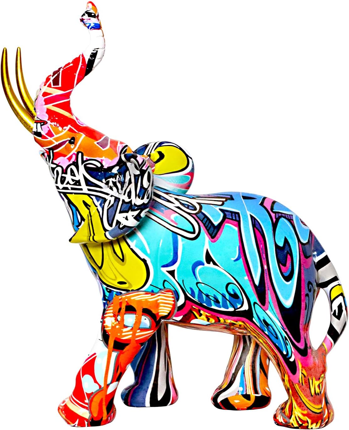 Abstract Elephant Sculpture, Resin, Multi-colour