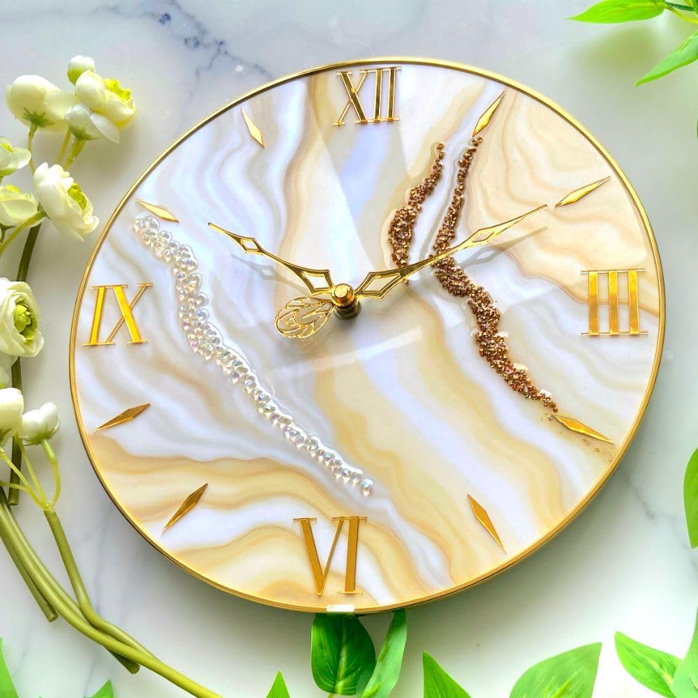 Resin Wall Clock Gold - Resin Wall Clock with Gold Accents