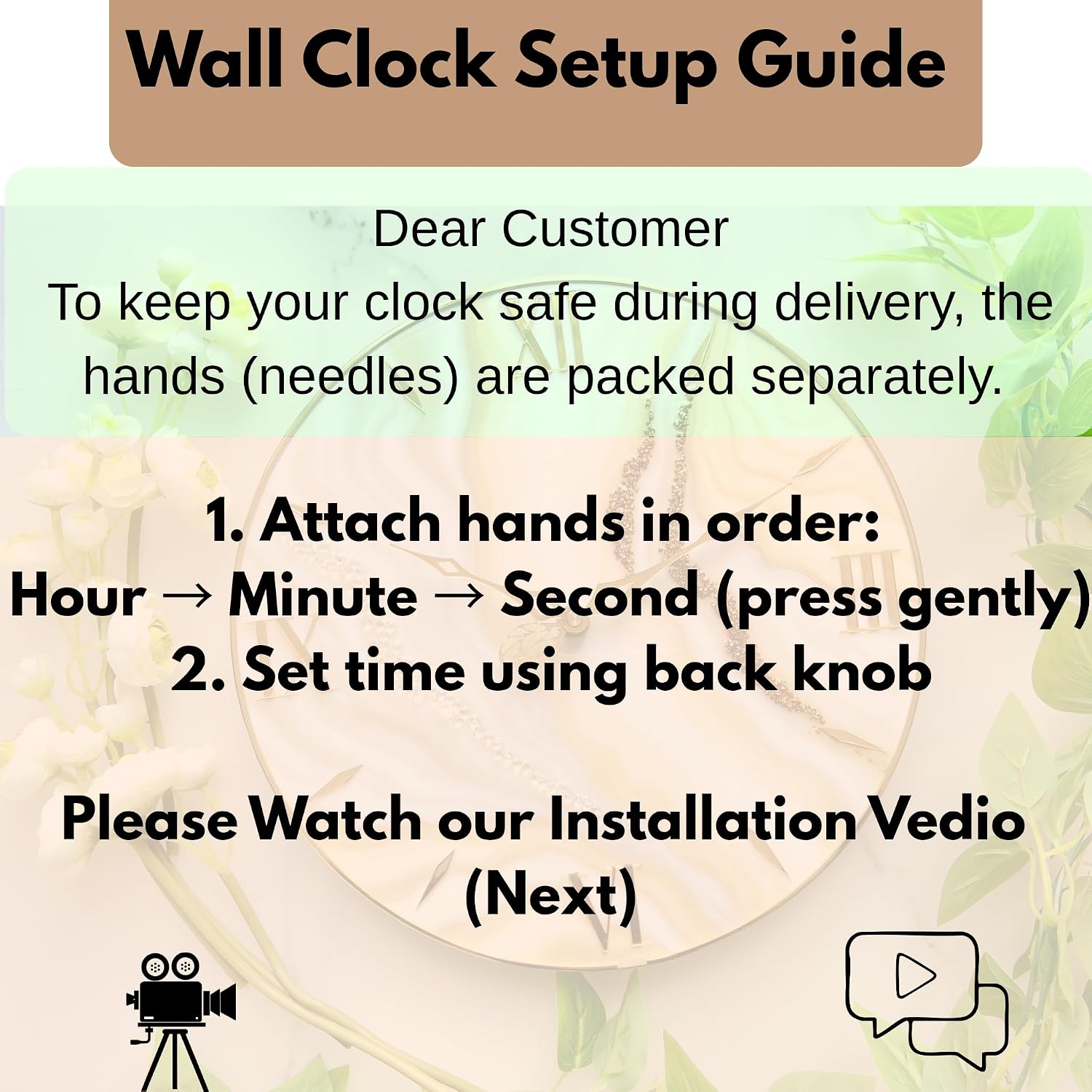 Resin Wall Clock Gold - Hình 8