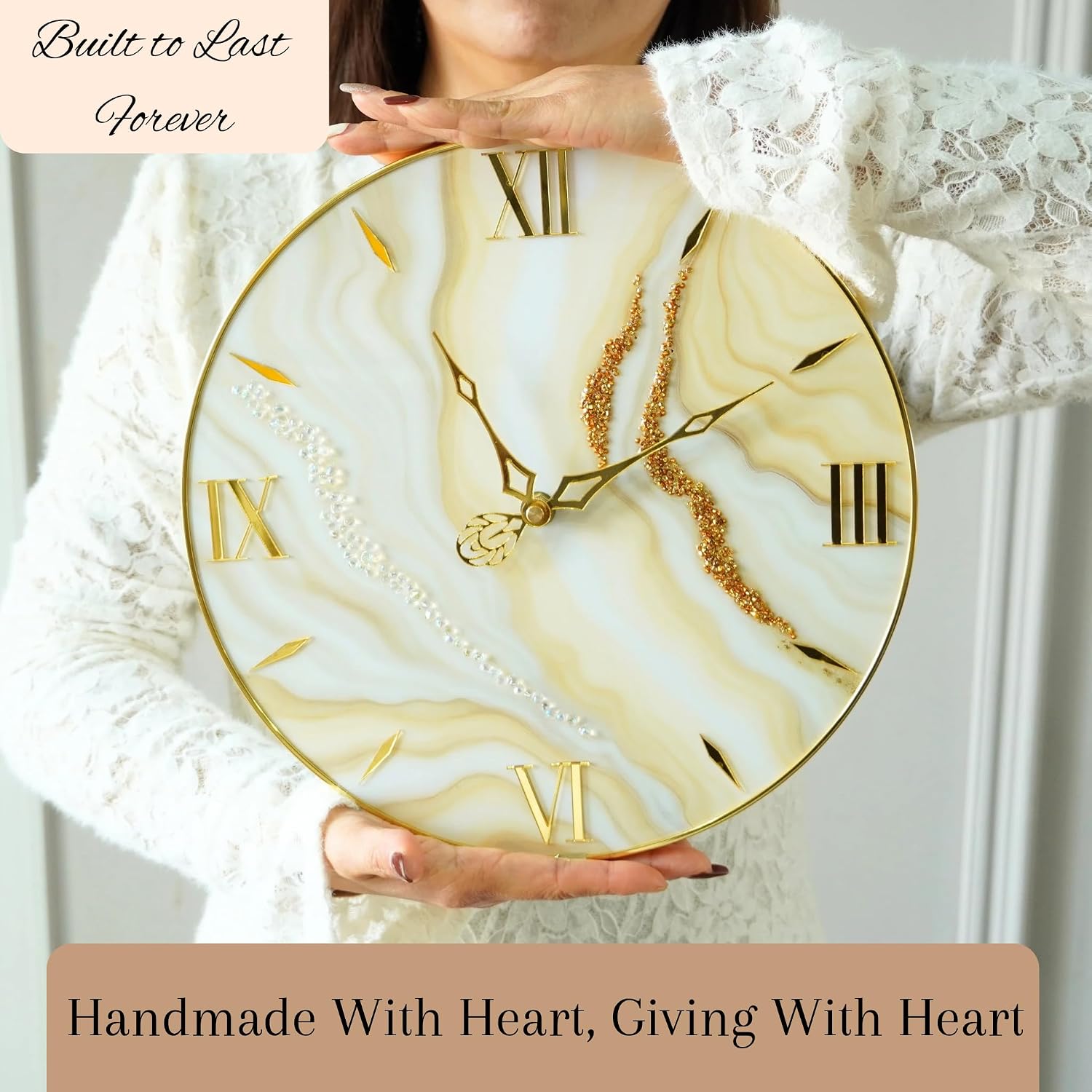 Resin Wall Clock Gold - Hình 9