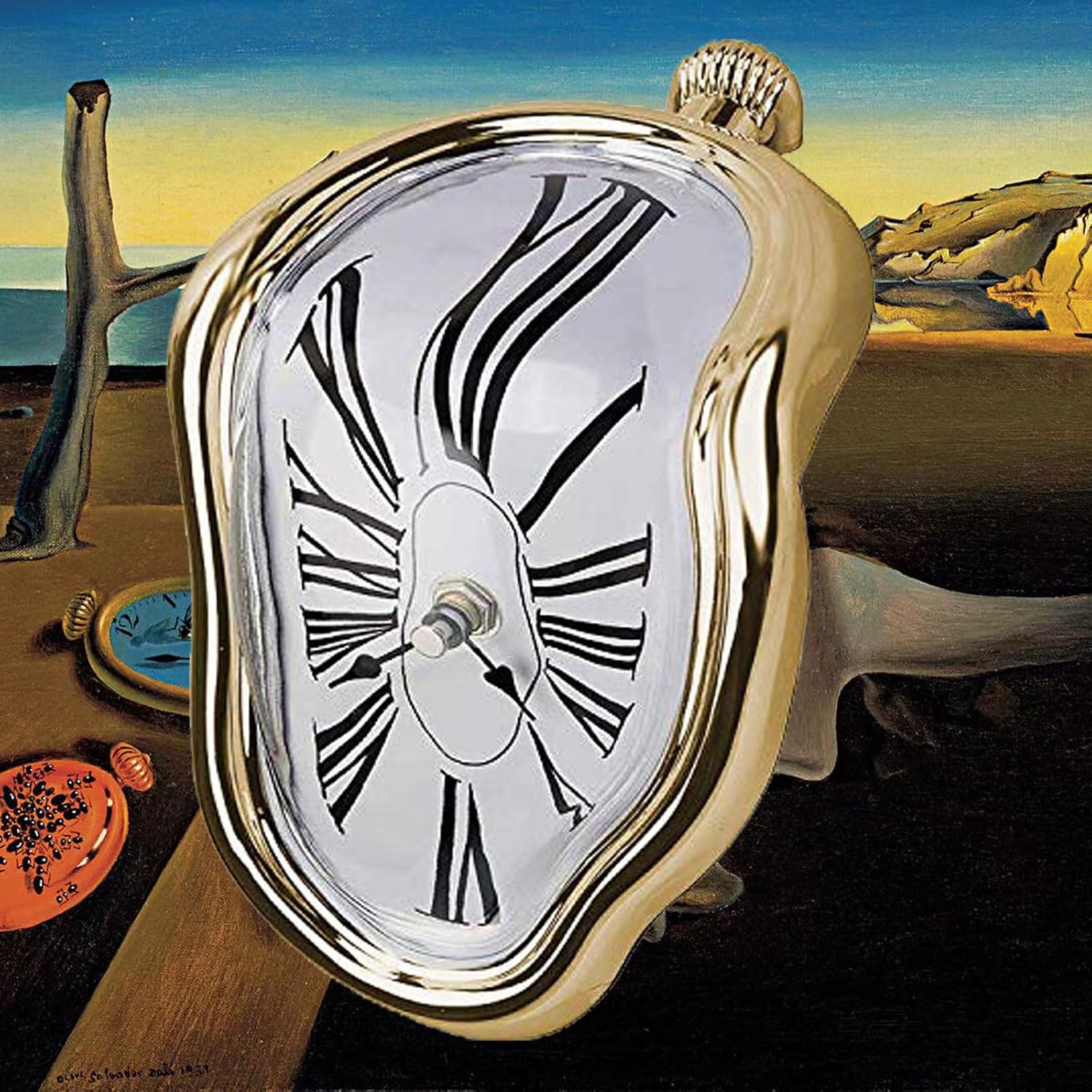 Melting Gold Effect Tabletop Clock, Resin