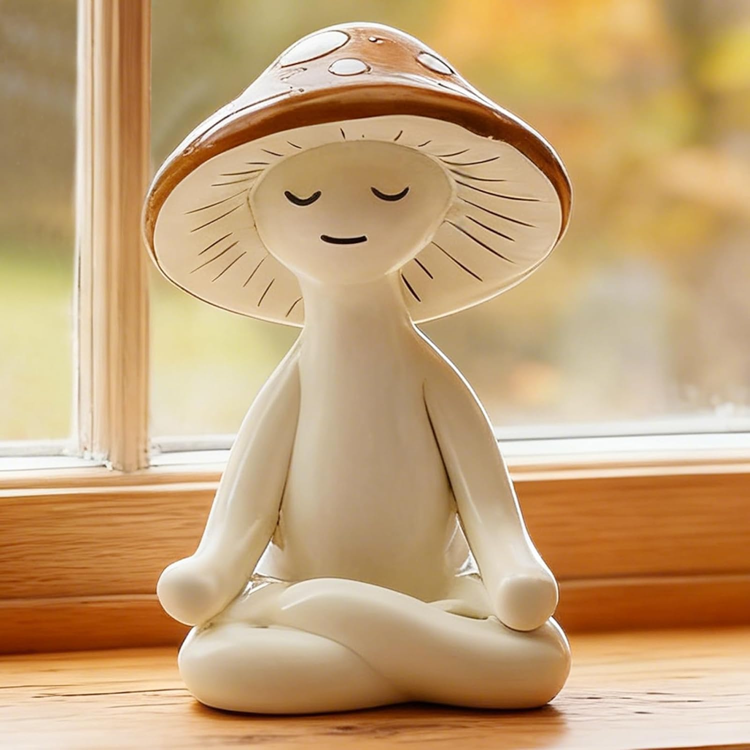 Mushroom Figure Resin - Mushroom Figure, Resin, Meditating Pose