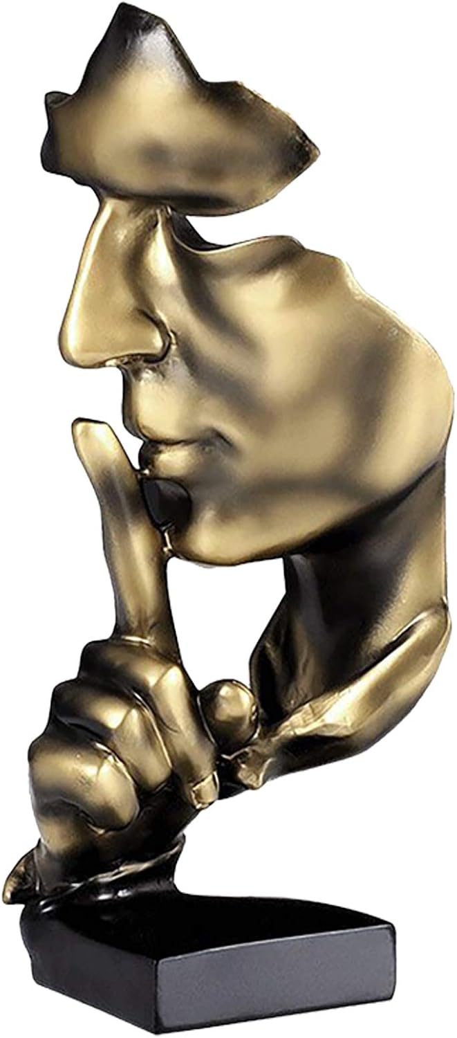 Abstract Face Resin Sculpture, Gold Effect