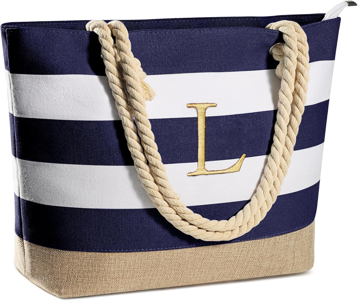 Striped Initial Tote Bag - Hình 12