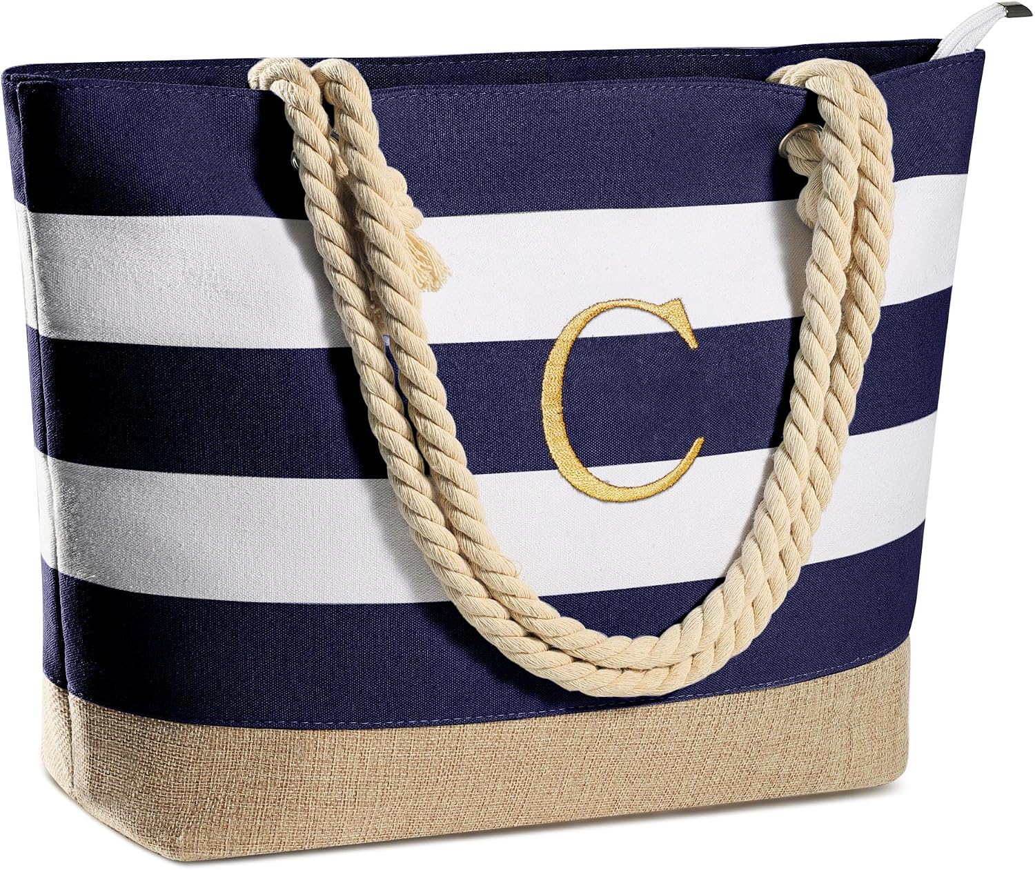 Striped Initial Tote Bag - Hình 21