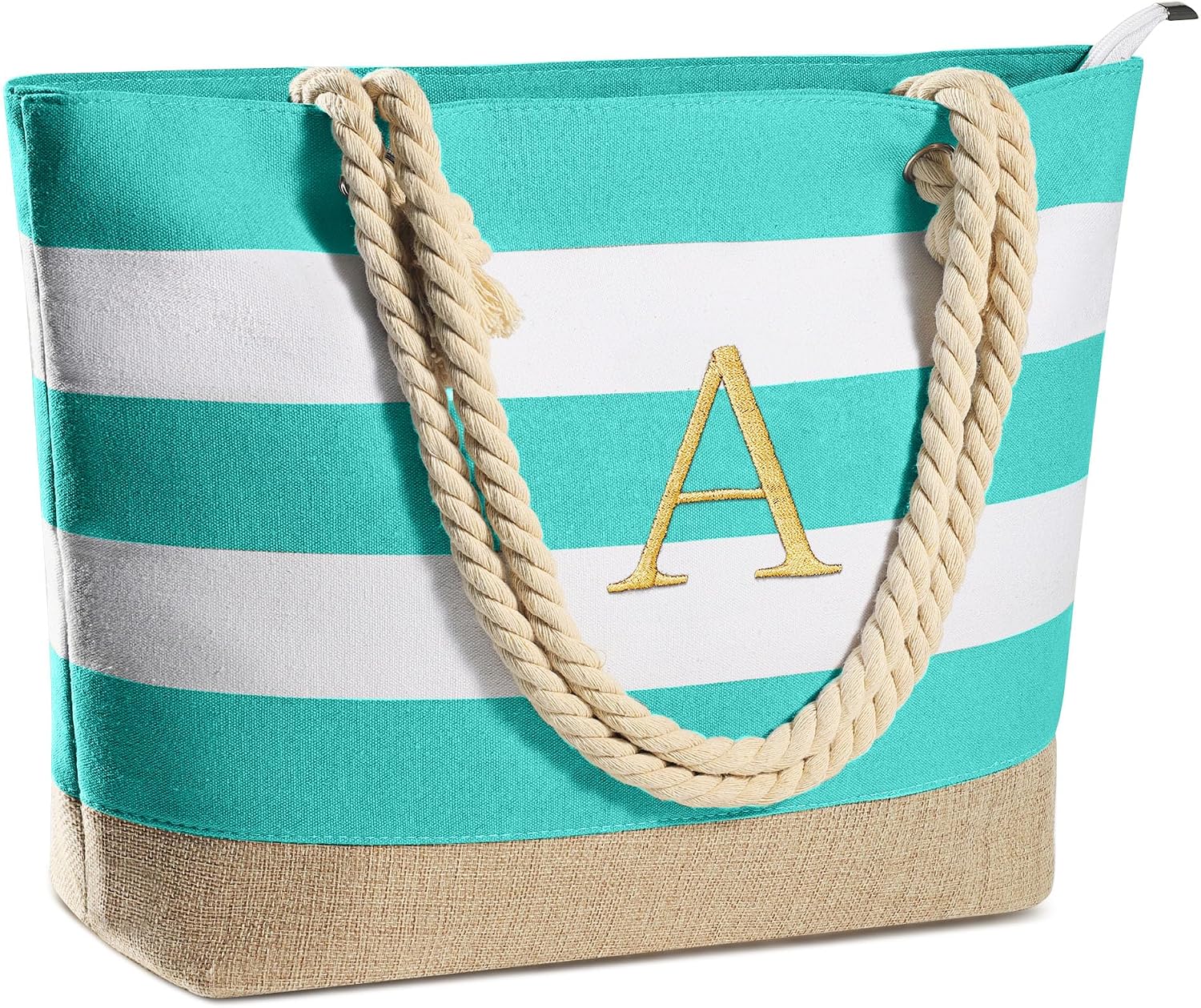 Striped Initial Tote Bag - Hình 28