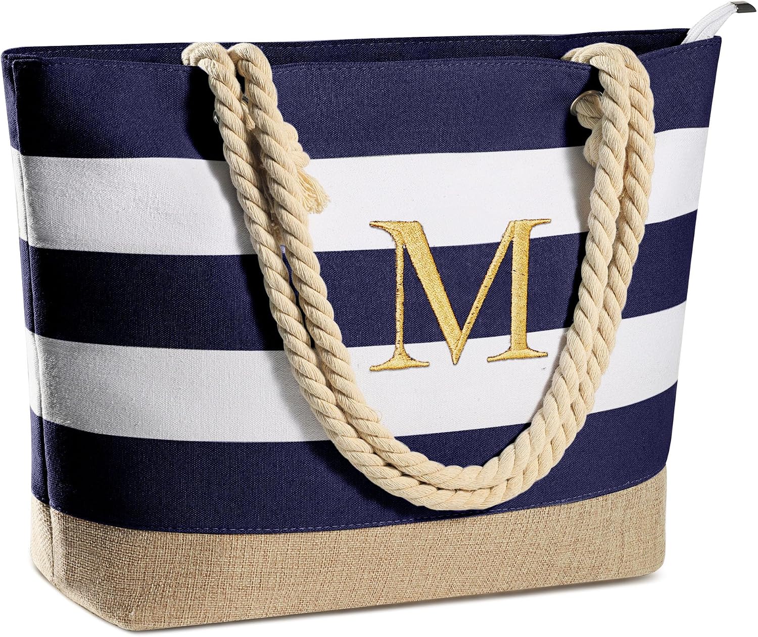 Striped Initial Tote Bag - Hình 29