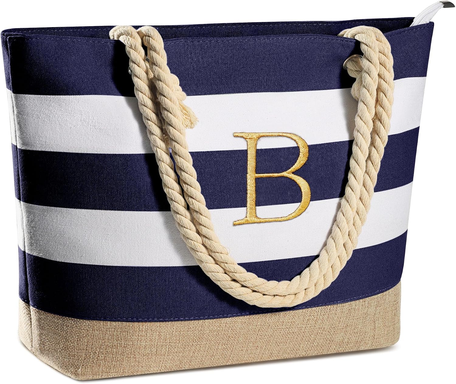 Striped Initial Tote Bag - Hình 30