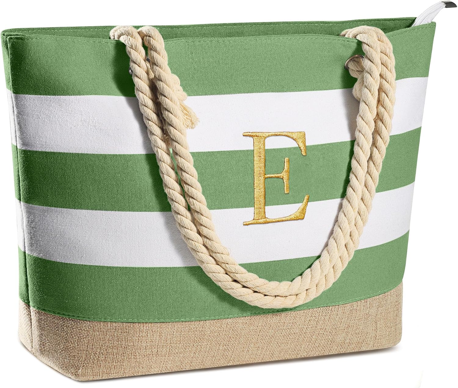 Striped Initial Tote Bag - Hình 31