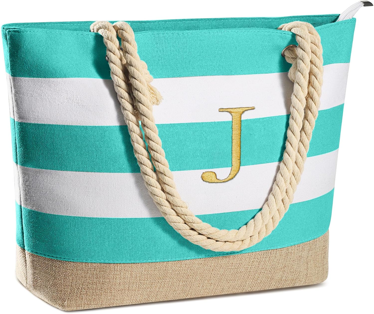 Striped Initial Tote Bag - Hình 8